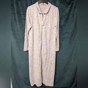 Soft Surroundings Chamonix Full Zip Robe Gray Ivory Women's Size Large
